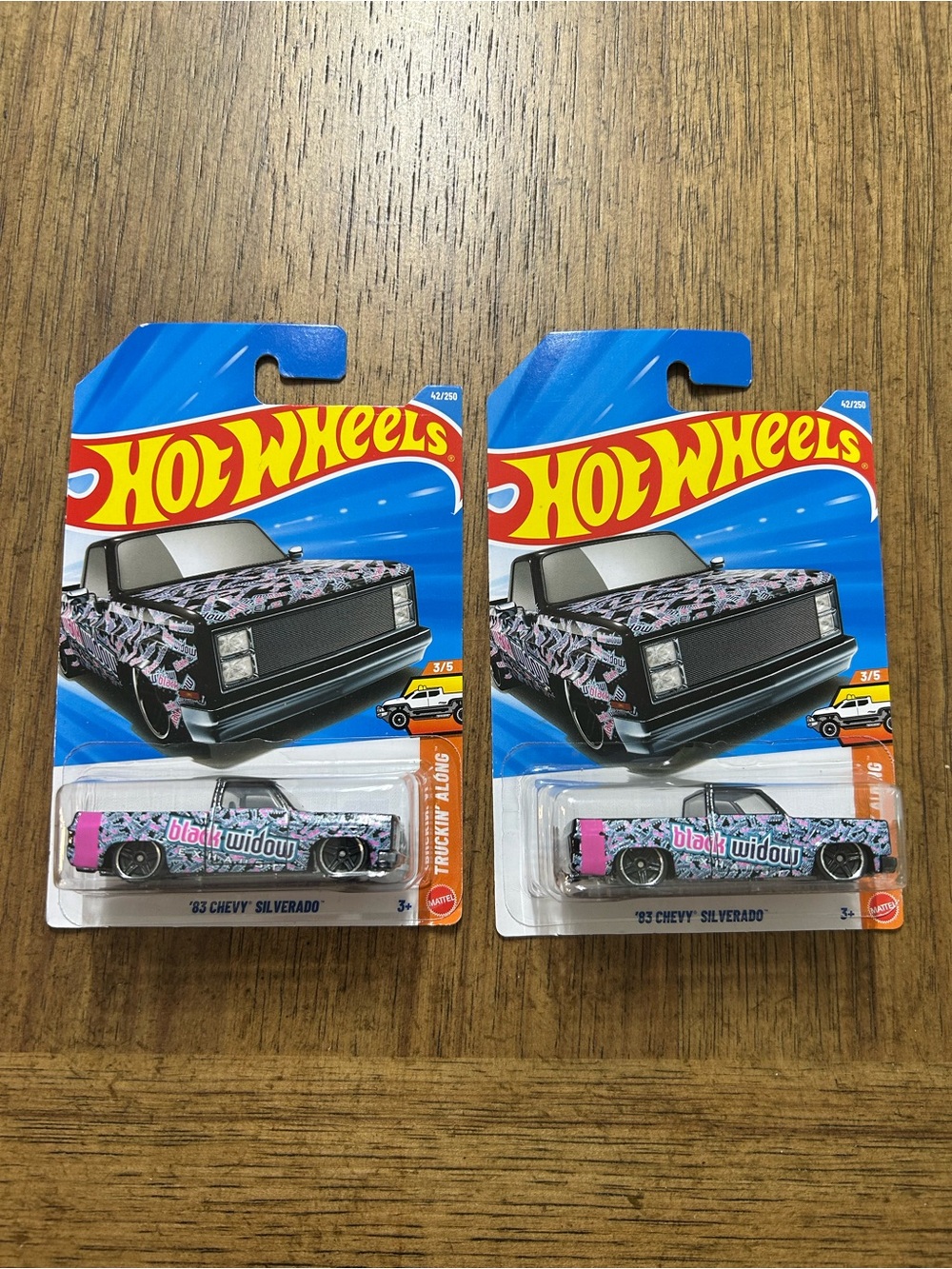 Hot Wheels '83 Chevy Silverado Black Widow Graphic Toy Car - set of 2